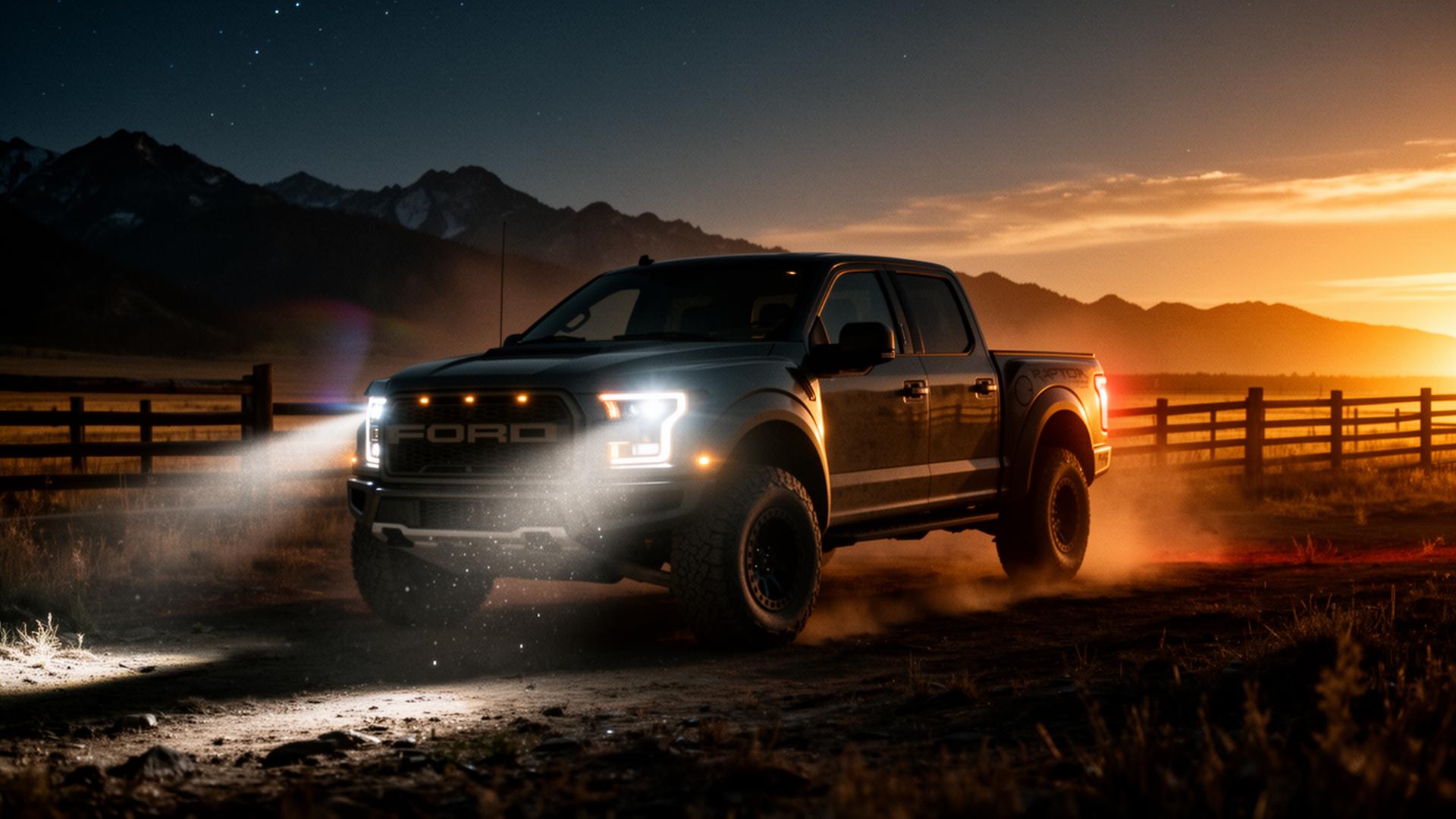 Ford ao crepúsculo no Ziran Ranch